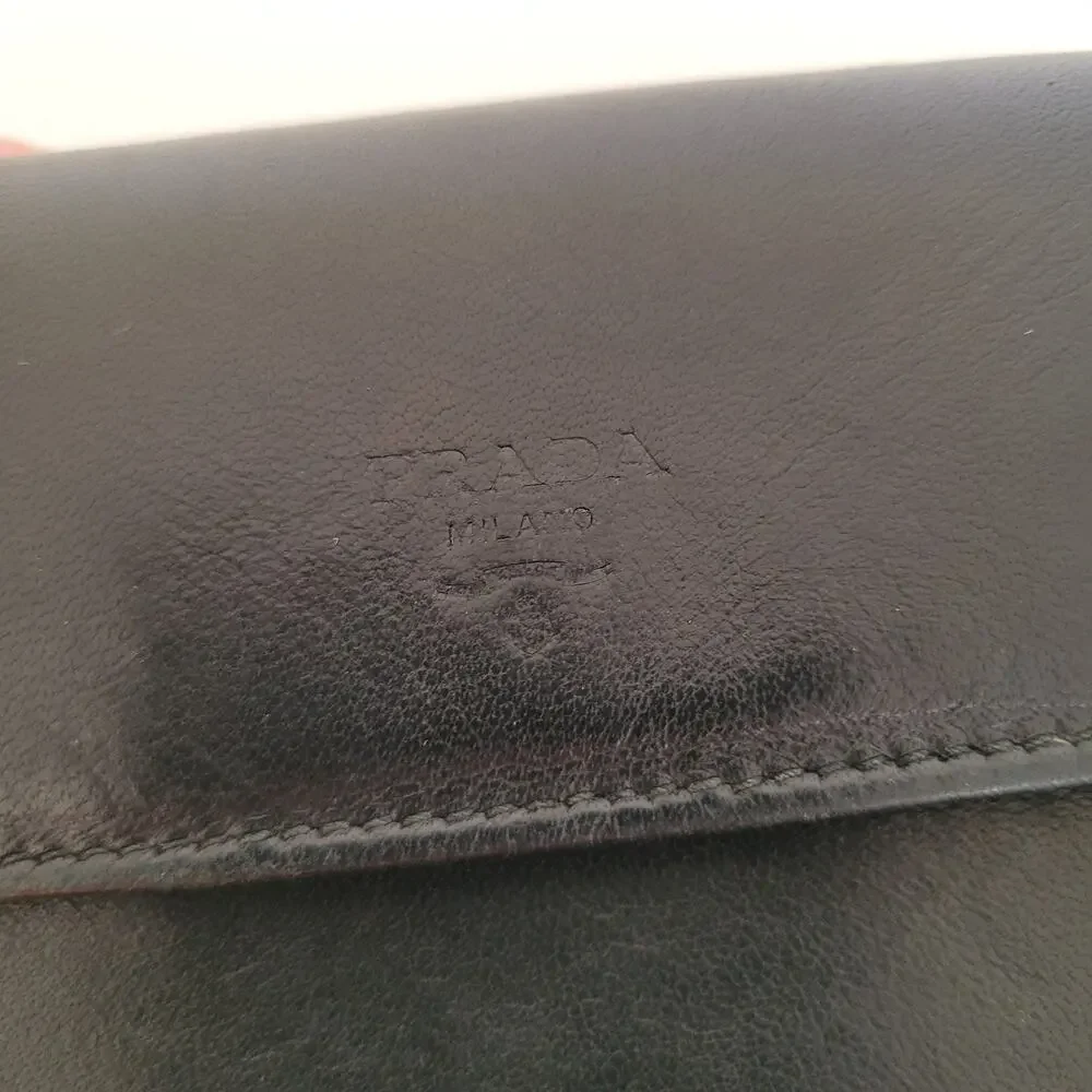 PRADA Portafogilo Donna Nero‎ Black Nappa Leather Wallet Large Envelope Medium